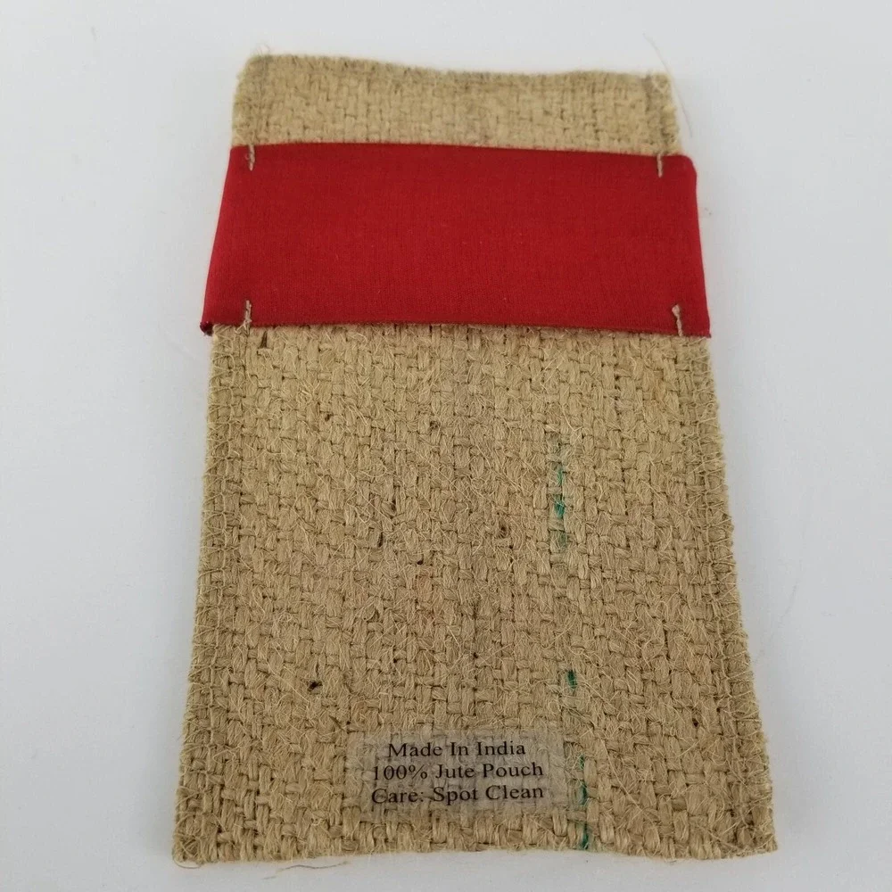 New‎ Le Cadeaux Boutique Jute Silverware Pouches Red Bows Set of Eight - 407